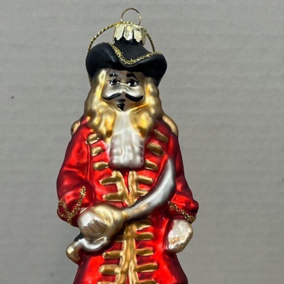 Pirate Buccaneer w/Sword Treasure Chest Glitter Christmas Glass Ornament 2"x5" - Picture 8 of 12
